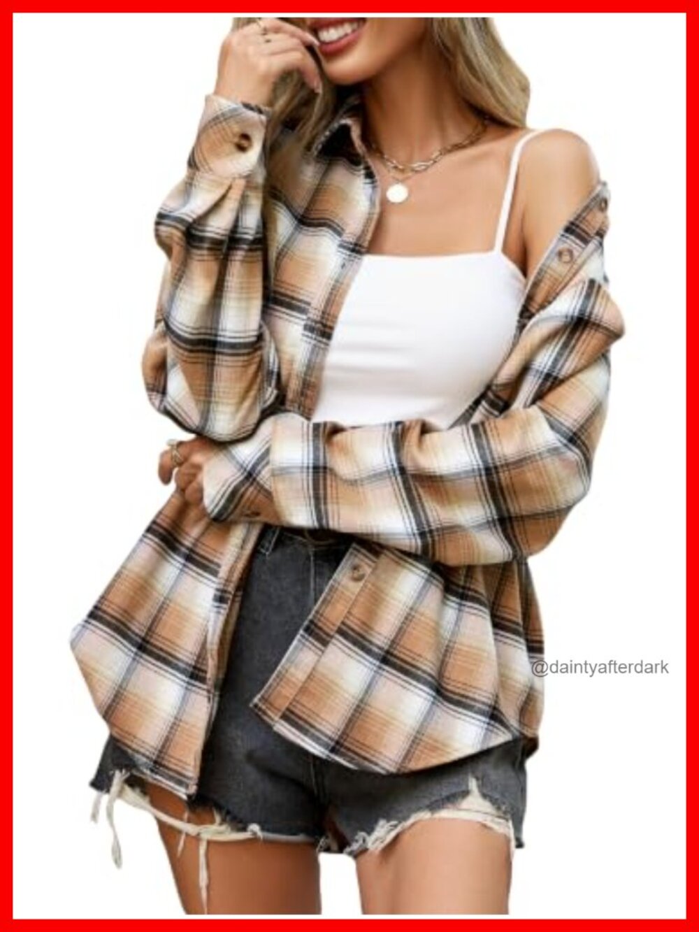 Women's Thick Flannel Plaid Button Down Shirt Loose Fit Long Sleeve